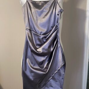 Satin Draped Slip Dress in Shimmering Lavender